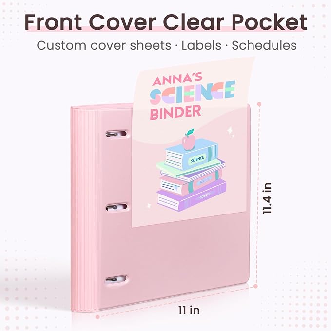 Sooez 4 Pack Telescoping 3 Ring Binder 1 Inch, Expandable Three Ring Binder | Slim, Clear View Cover with Inner Pocket, Holds 8.5x11 Paper, Space Saving for School & Office, Assorted Pastels