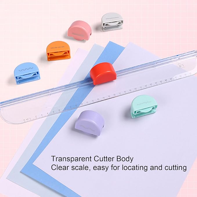 7 in 1 Paper Cutter,Multi Purpose Paper Trimmer Positioning Locating Ruler Design Versatile Trimmer Scrapbook Tool for Straight Dotted Crease Curve Stamping Lace