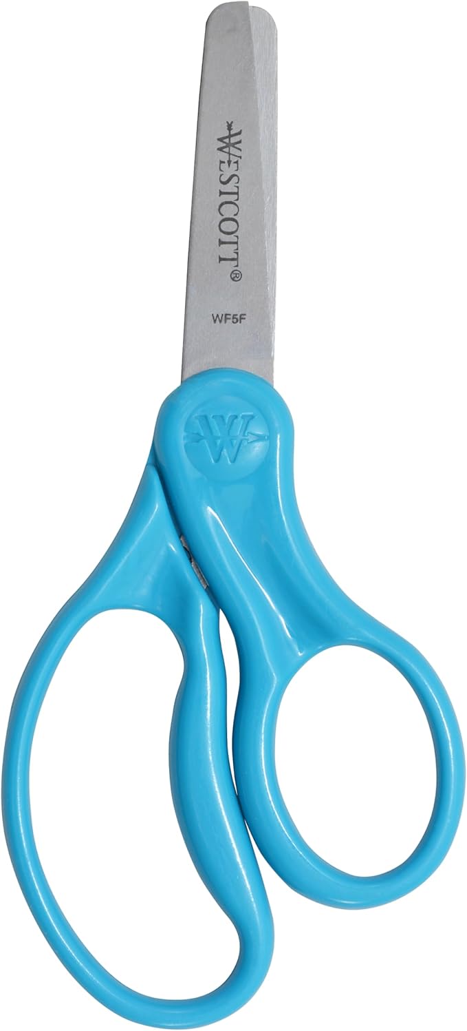 Westcott 13130 Right- and Left-Handed Scissors, Kids' Scissors, Back to School, Classroom Supplies, Ages 4-8, 5-Inch Blunt Tip, Assorted