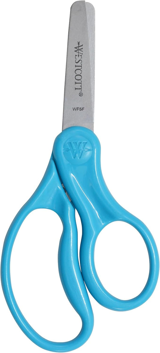 Westcott 13130 Right- and Left-Handed Scissors, Kids' Scissors, Back to School, Classroom Supplies, Ages 4-8, 5-Inch Blunt Tip, Assorted