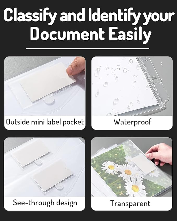 Forvencer Binder Pocket, 48 Pack Super Heavyweight Poly Binder Plastic Pocket with Tight Closure, Binder Folders Side Loading, 3 Ring Binder Pocket, Binder Dividers with Pockets, Letter Size, Clear