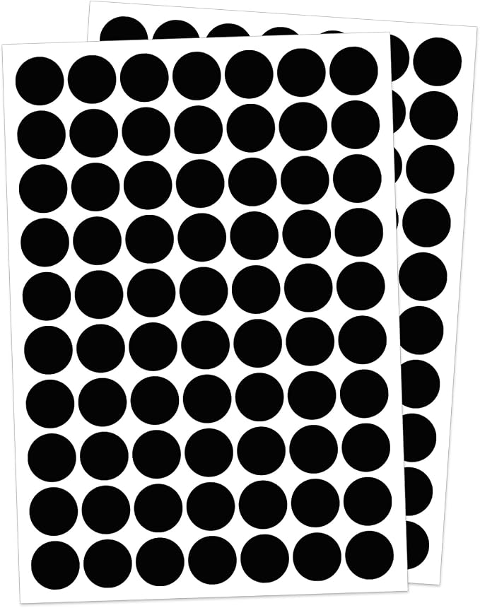 1" Black Dot Stickers 1050 PCS Circle Round Colored Coding Label | Used for manual labor in kindergartens, garage yard price sales, organizing activity color groups,marking spice bottles