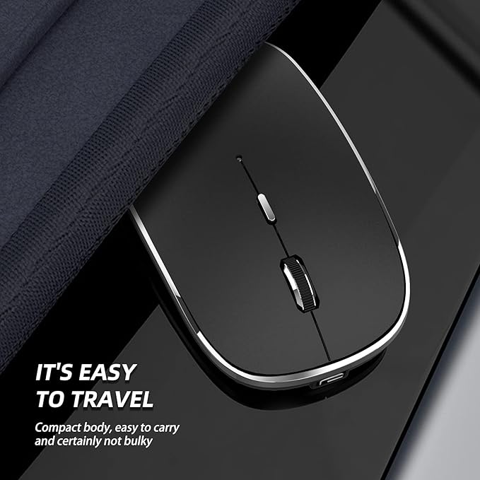 Wireless Mouse Chargeable Portable Silent USB-A and Type-C Dual Mode Wireless Mouse 3 Adjustable DPI for Laptop, Mac, Android, PC (Q23S Black) (Black)