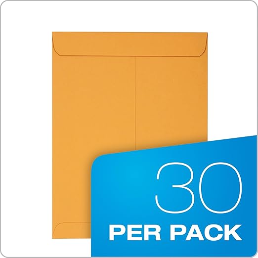 Columbian 9 x 12 Catalog Envelopes, 30 Pack, Document Envelopes with Self Seal Closure, Heavyweight 28 lb Paper, Self Sealing Envelopes for Mailing, Filing and Organizing, Brown Kraft