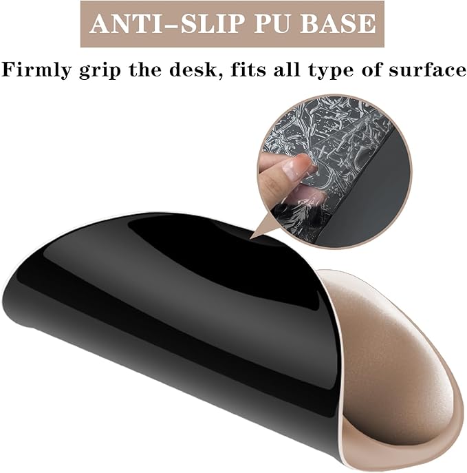Mouse Pad with Wrist Rest,Ergonomic Mouse Pad with Comfortable Gel Wrist Rest Support and Non-Slip PU Base for Easy Typing Pain Relief, Durable and Washable (Khaki‌ Apricot)