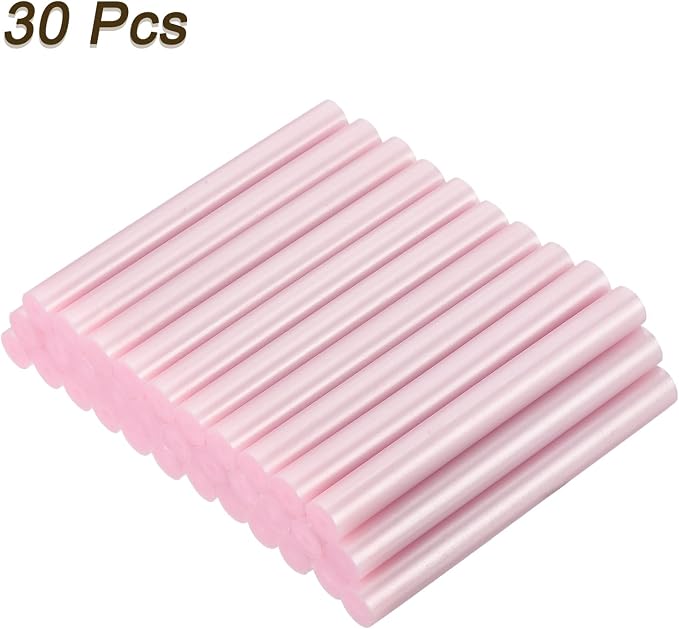 uxcell 30pcs Mini Hot Glue Gun Sticks 4-inch x 0.43-inch High Sticky Large Hot Glue Sticks for Glue Gun, Metallic Pink