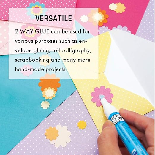 Kuretake Zig 2 Way Glue Pen, 2mm Fine Tip, 3 pcs Set, Adhesive for Professional,Artists, Crafting, Scrapbooking, Gift Card, Made in Japan