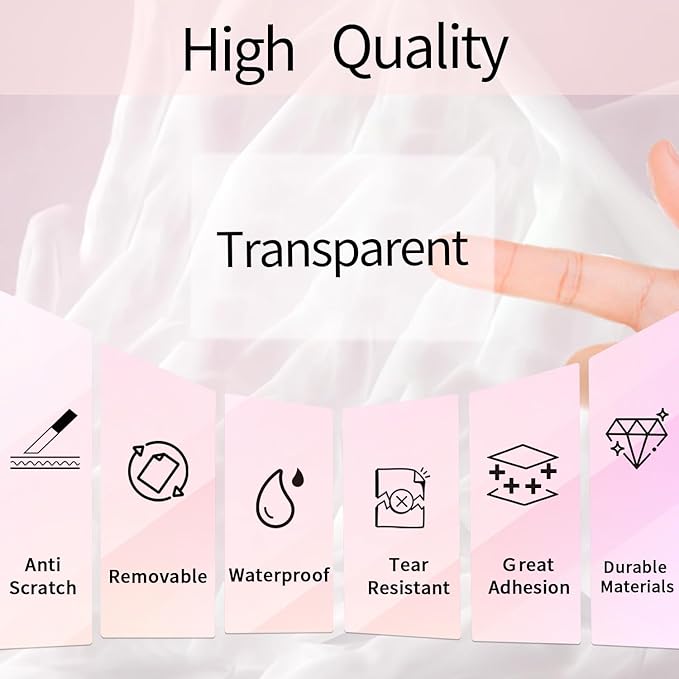 Transparent Thermal Labels Stickers, 2.25 x 1.25 Inch Clear Thermal Labels, Transparent Holographic Pink Direct Thermals Label, Perforation Line Design- 200 Sheets