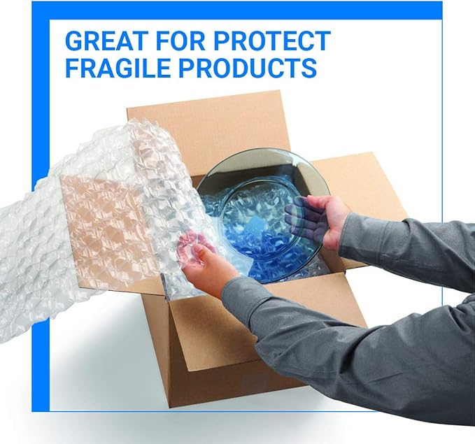 Bubble Cushioning Wrap Rolls, 3/16" x 12" x 36' ft Total, Perforated Every 12" for Packaging, Shipping, Mailing