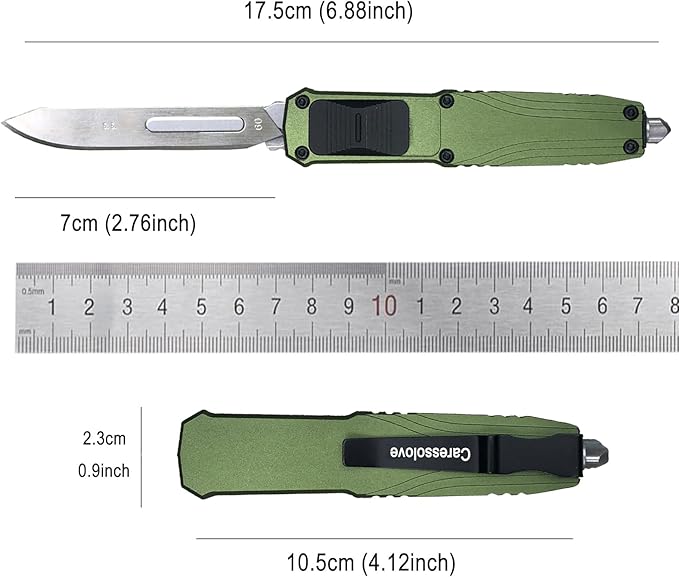 EDC Retractable Scalpel Knife, Fast Open Automatic Utility Knife, Auto Box Cutter with 10PCS #23 and 3PCS 0.4mm thick #60 Scalpel Blades