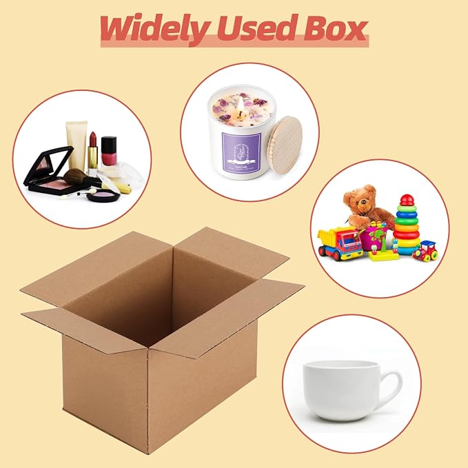 30-Pack Shipping Boxes 6x4x4 Inches, Brown | Corrugated Cardboard Box for Business Packing, Shipping, and DIY, Easy to Fold and Assemble