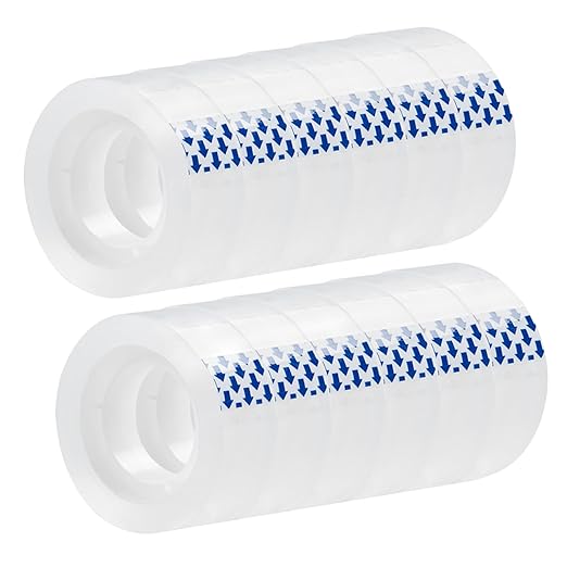 12 Rolls Clear Tape, Transparent Tape Refills for Dispenser, 1 Inch Core, 3/4 x 1000 Inches, Strong Adhesive for Gift Wrapping, Office, School, Home, Desk Supplies & Crafts
