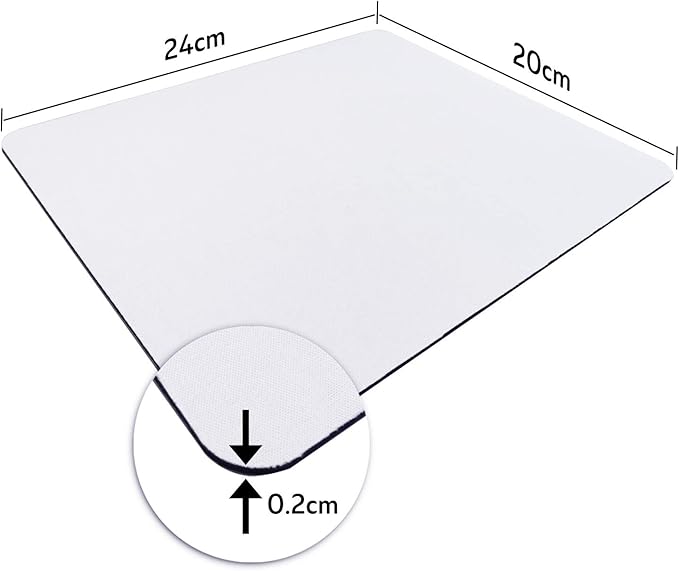 A-SUB Sublimation Mouse Pad Blank Rectangular Blanks 12 pcs for Sublimation Transfer Heat Press Printing Crafts 24x20x0.2cm White