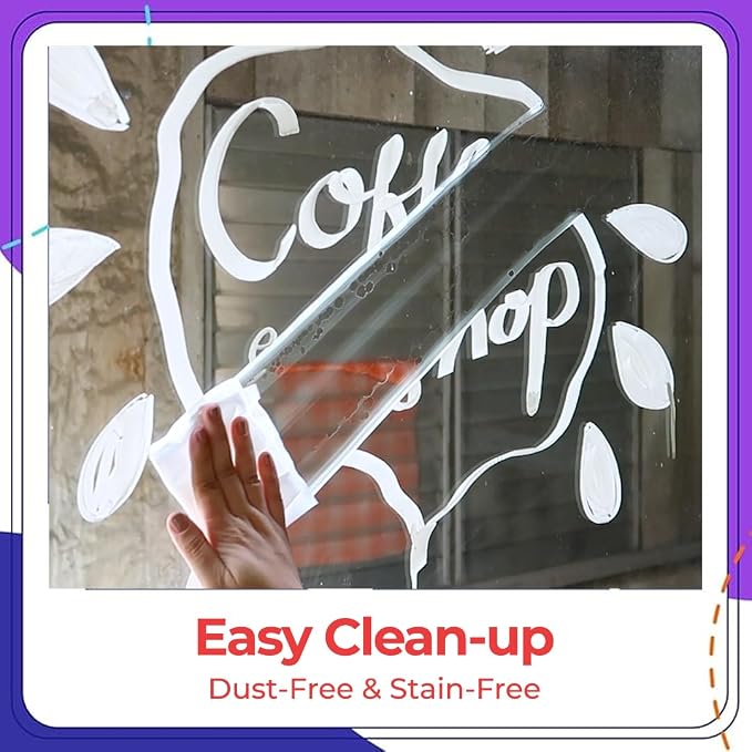 2 White Jumbo Window Markers for Cars - 15mm Jumbo Washable Chalk Markers | Liquid White Chalk Pens for Glass, Chalkboard, Whiteboard, Blackboard, Bistro - Loved by Teachers, Artists, Businesses