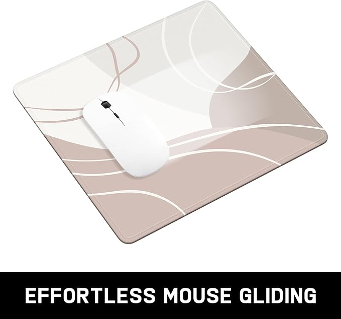 Mouse Pad, Minimalism Marble Style Computer Pad, Anti-Slip Rubber Mouse Mat with Stitched Edges for Gaming, Office, Laptop, PC, Women, 9" x 8" Thick 3 mm, Minimalist Lines