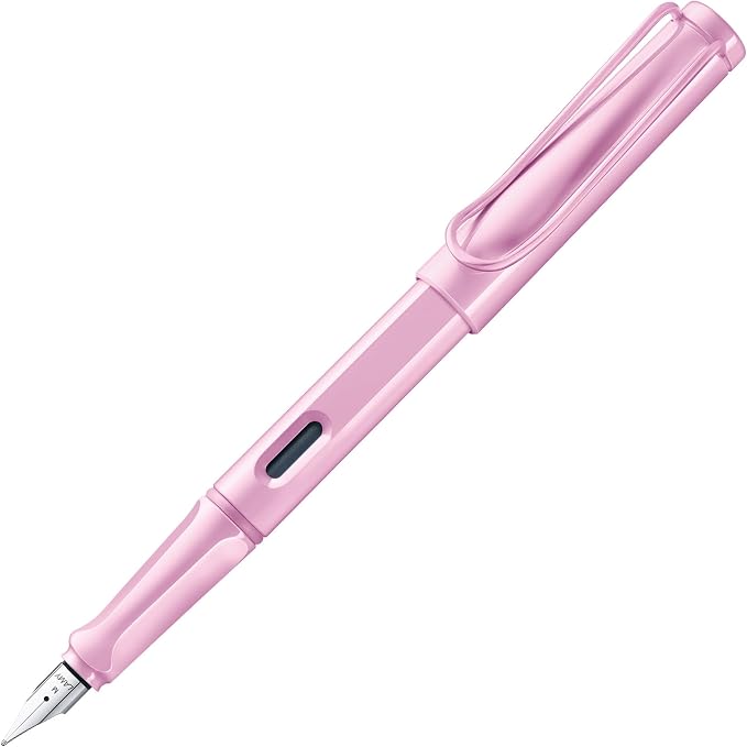 LAMY safari lightrose - Fountain Pen with ergonomic grip & polished Left-Handed steel nib (LH) in size M - ideal for any Writing & Calligraphy - including LAMY T 10 blue cartridge