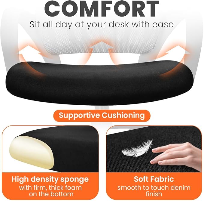 NEO CHAIR Office Computer Chair Ergonomic Mid-Back Mesh Desk Chair, Black | Breathable Mesh Back with Lumbar Support, Height Adjustment, Smooth Rolling Casters for Home Office, Study or Gaming Setup