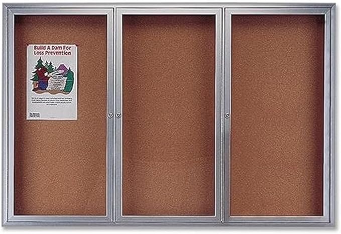 Quartet Bulletin Board, 6' x 4' Enclosed Cork Notice Board, Lockable Swing Doors, Aluminum Frame (2367)