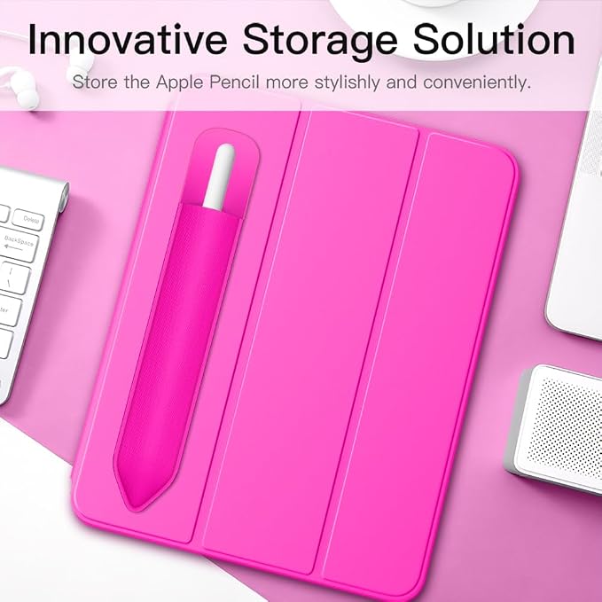 MoKo Adhesive Pencil Case Holder Sticker for Apple Pencil, Pitaya Red | Elastic Pencil Pocket Pouch, Adhesive Sleeve, Attached to iPad Case, For Pro/USB-C/1st/2nd Gen and Similarly Stylus Pens