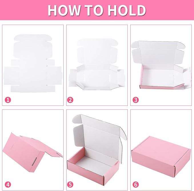 Spakon 50 Packs Shipping Boxes Cardboard Corrugated Mailer Packaging Boxes for Small Business Cute Small Box Cardboard Carton Box Mailers for Packaging Product(Pink,6 x 4 x 1.6 Inches)