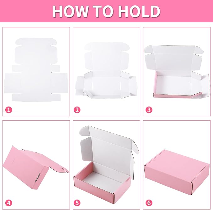 Spakon 50 Packs Shipping Boxes Cardboard Corrugated Mailer Packaging Boxes for Small Business Cute Small Box Cardboard Carton Box Mailers for Packaging Product(Pink,9 x 6 x 2.36 Inches)