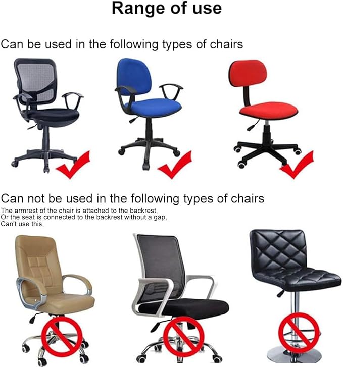 MIFXIN Office Chair Cover Stretch Elastic Slipcovers 2 Piece Jacquard Computer Chair Backrest Cover & Seat Cover Furniture Protector for Home Office, Only Covers, NO Chair (Black)