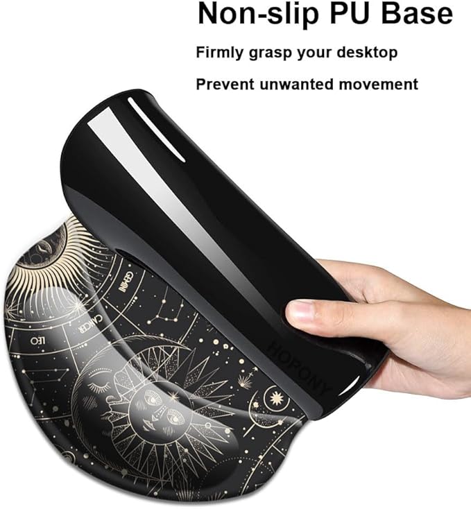 Mouse Pad with Wrist Support, Non Slip Mousepad Wrist Rest for Office, Computer, Laptop & Mac- Durable & Comfortable & Lightweight Ergonomic Support Mouse Mat Moon Stars