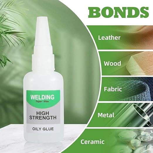 Jue-Fish Welding High-Strength Oily Glue - Ceramic Glue for Porcelain and Pottery Repair, Waterproof, No Smell, Temperature Resistant, for Shoes, Metal, Plastic, Wood, Leather, Glass, DIY, 2 Pack