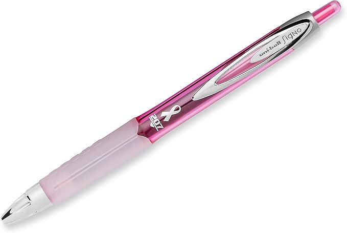 uniball™ 207 Pink Ribbon Gel Pens, Medium Point (0.7mm), Black, 36 Pack | Supports City of Hope, fraud-resistant uni Super Ink, water & fade-resistant, textured rubber grip