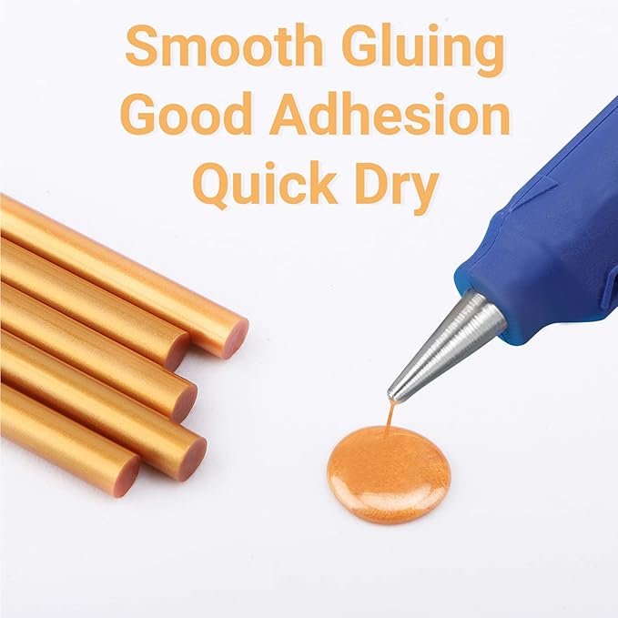 ENPOINT 120pcs Metallic Gold Hot Glue Sticks Mini - 4 x 0.27in Adhesive EVA Bulk Hot Glue Sticks for Car Dent Repair, Stamp Home Repair DIY Art Projects Bonding Woods Glass Paper Plastic Decoration