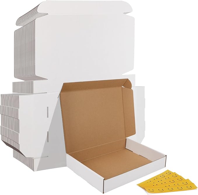 HORLIMER 12x9x2 Shipping Boxes Set of 30, White Corrugated Cardboard Mailer Box for Packing Small Business