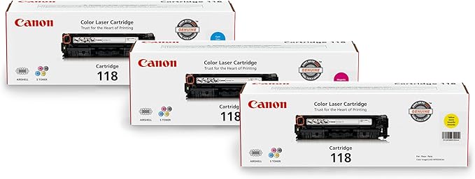 Canon Genuine 118 Cyan, Magenta, Yellow Toner Cartridge Bundle Compatible with MF720 Series, LBP7200Cdn, LBP7660Cdn, MF8300 Series, MF8580Cdw