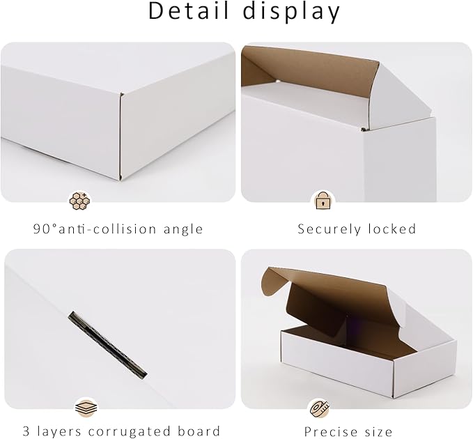 BIOBROWN 9x6x2" 25 Pack Corrugated Cardboard Boxes Small Shipping Box for Packaging Small Business Mailer Mailing White