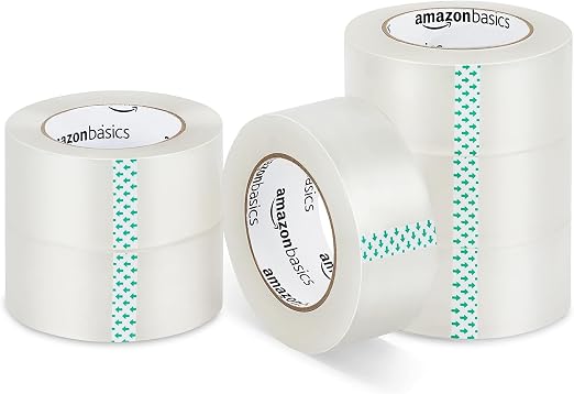 Amazon Basics Strong Adhesive Packing Tape for Moving Boxes, Shipping and Sealing, Clear, 1.88" x 109 Yards, 36-Pack, Total 654 Yards