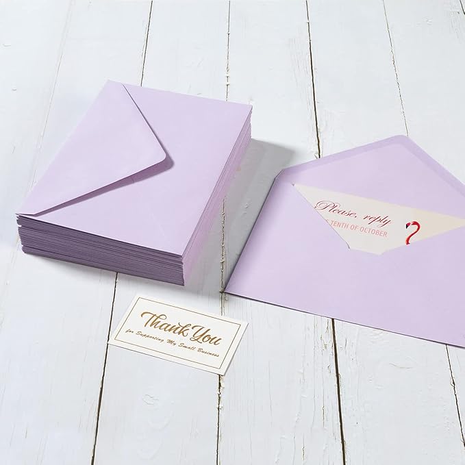 50 Pack A7 Colorful 5x7 Envelopes V Flap Invitation Envelopes for 5x7 Cards, Birthday, Weddings, Graduations, Greeting Cards, Baby Shower 5.24 x 7.24 Inches (Violet)