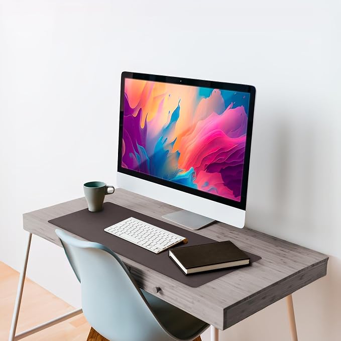 Vine Creations Leather Desk Mat Large 44" x 22", Desk Protector Mat, PU Leather Desk Pad, Large Mouse Pad, Desk Blotter, Desk Pads on Top of Desks, Desk Matt for Desktop, Office Desk Mat (Dark Brown)