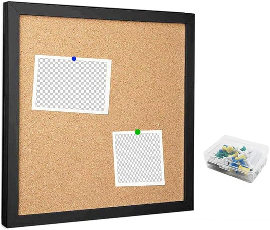 Corkboards for Wall, Cork Board Bulletin Board for Walls with Frame Cork Board Tiles,12"X 12" Thick Square Wall Tiles Small Framed Cork Tiles for Office,School, Home Holiday Decor (Black, 12 * 12)