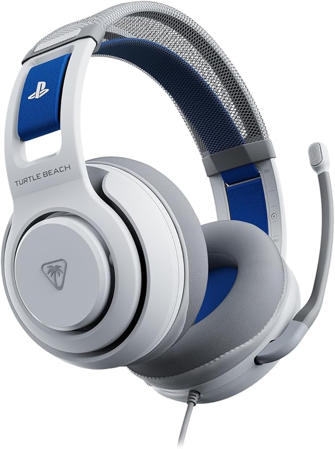 Turtle Beach Atlas 200 Wired Gaming Headset Officially Licensed for PlayStation, PS5, PS4, 50mm Nanoclear Drivers, Flip-to-Mute Mic, Memory Foam Cushions, Floating Headband - White