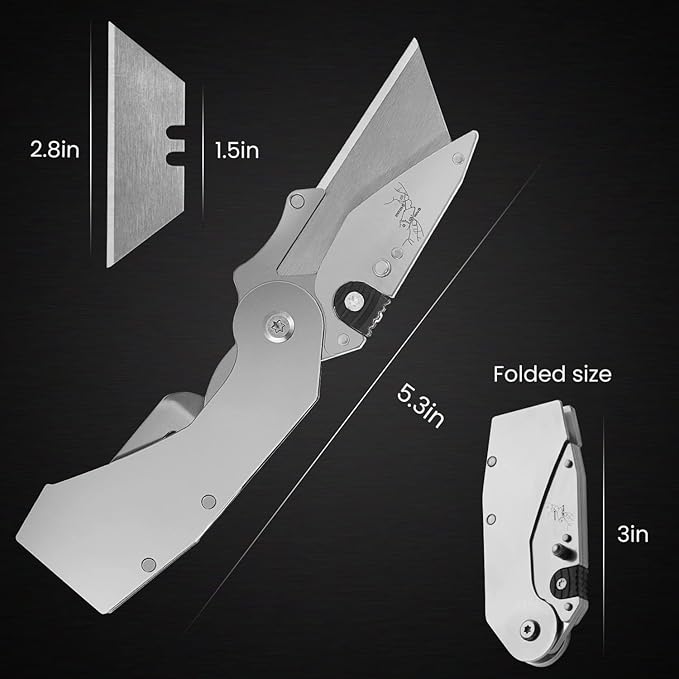 Lichamp 6-Pack Folding Utility Knife Box Cutter, Quick Change Razor Knife Utility Pocket Construction Blade, (Silver, C6SL)