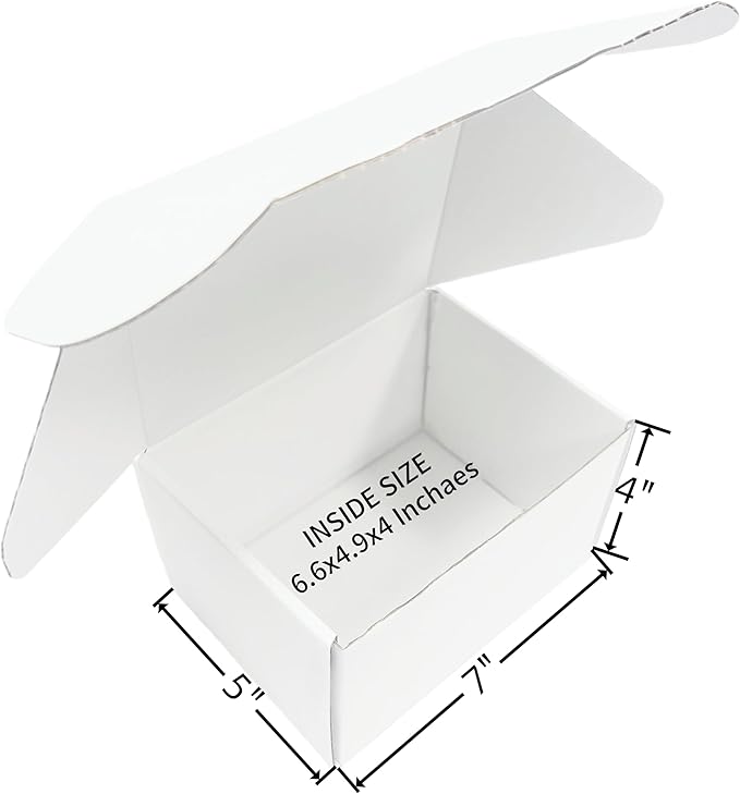 Small White Box 7 x 5 x 4 Inch 50 Pack Recyclable Corrugated Gift Mailers Storage Business Packaging Shipping Boxes