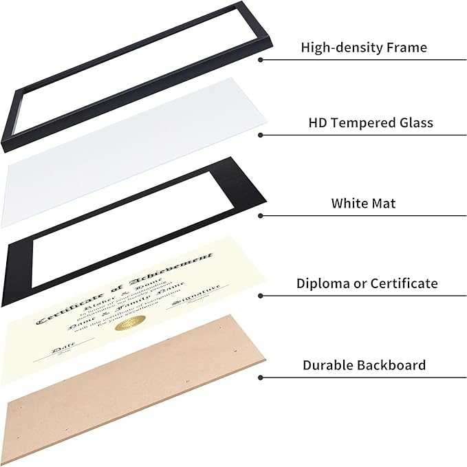 ELSKER&HOME 11x14 Diploma Frame 6 Pack, Diploma Frames 8.5x11 with Black Mat or 11x14 Document Frame without Mat,Multipack College Certificate/Degree Frames for wall,Set of 6