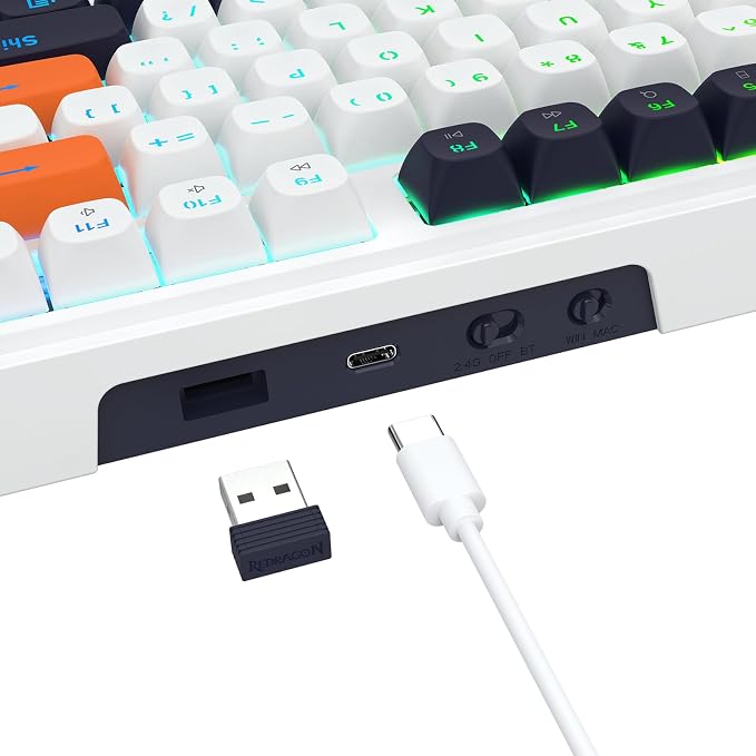 Redragon K745 PRO Wireless 108-Key Gasket RGB Gaming Keyboard, 4 Hotkeys | Extra Shortcut Keys, 0-Delay Tri-Mode, Cushioned Noise Dampening for Creamy Thocky Sound, Unfaded PBT Keycaps, PRO Software