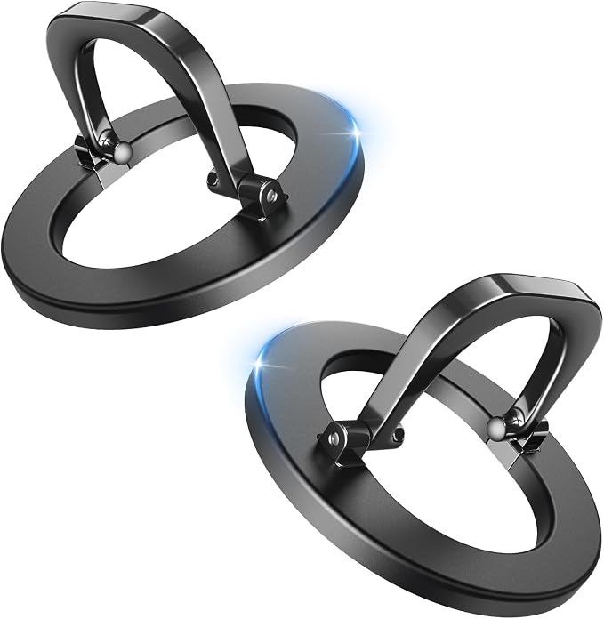 【2 Pack】 SUPERONE for MagSafe Phone Grip, Magnetic Phone Ring Holder | Removable Phone Finger Ring Kickstand，MagSafe Accessories Only Compatible with iPhone 17 - 12 Series, MagSafe Case - Black