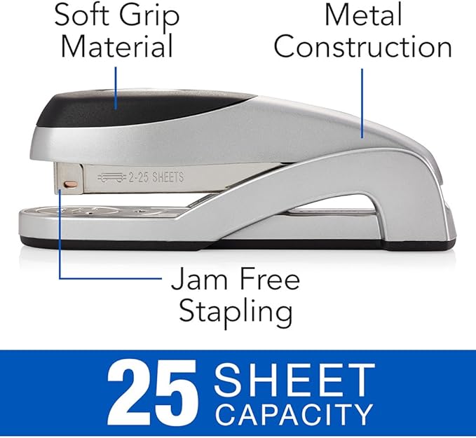 Swingline Stapler, Optima Full Size Desktop Stapler, 25 Sheet Capacity, Jam Free, Desk, Silver (87801)