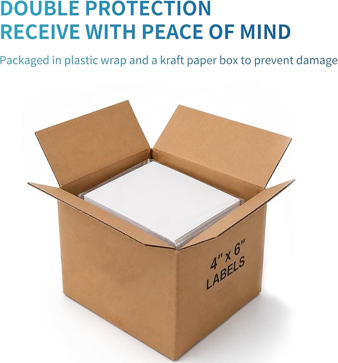9527 Product Fanfold 4 x 6 Direct Thermal Labels White Perforated Shipping Labels, 1000 Label per Stack,1 Stack