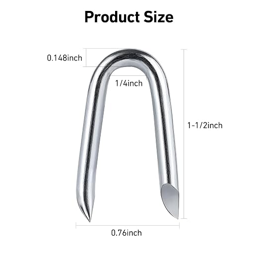 1-1/2 Inch Fence Staples for Wire Fencing, 65PCS U-Shaped Nails, Hot Dipped Galvanized,Double Pointed (Diameter 0.148 Inch)
