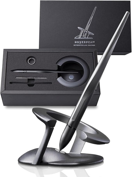 novium Hoverpen Interstellar - Space Black, Ballpoint Pen | Unique Conversational Starter, Premium Futuristic Design, Precision Flow Ink, Schmidt Ballpoint Cartridges