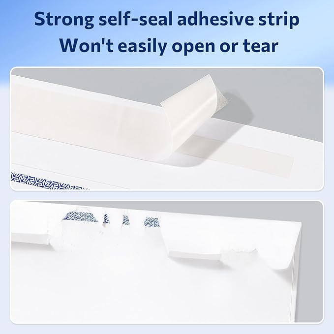 SUNEE #10 Security-Tinted Self Seal Envelopes – 500 Pack White Windowless Mailing Envelopes, 24LB Printer Friendly for Business, Home & Office Use (4-1/8 x 9-1/2")