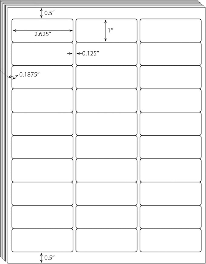 30 UP Labels 1" x2-5/8 Mailing Shipping Address FBA Label for Laser/Inkjet Printers, White Blank Sticker Name Tags, Printable Address Label (2000 Sheets, 60,000 Labels)