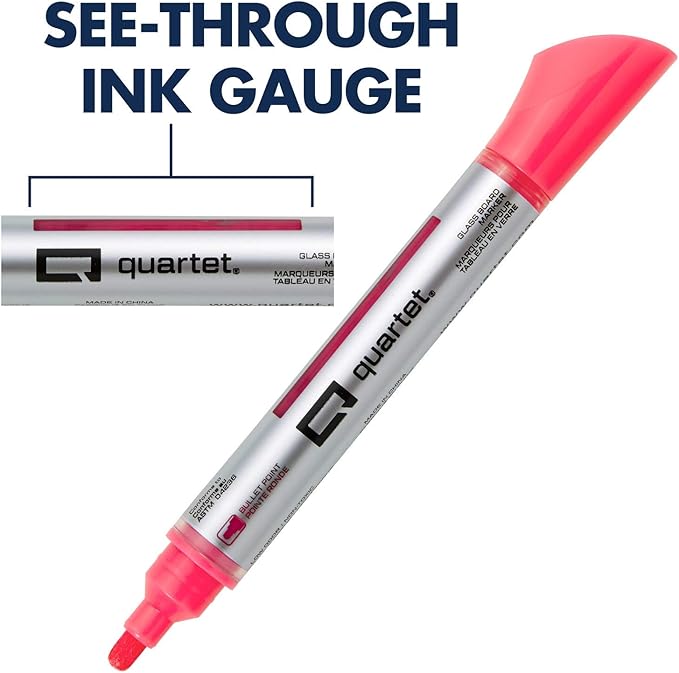 Quartet Dry Erase Markers, Glass Whiteboard Markers, Bullet Tip, Assorted Neon Colors, 6 Pack (79559Q)